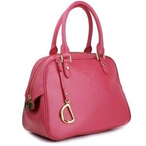 Ralph Lauren Sloan Street Dome Satchel Pink Purse Handbag Bag Magenta